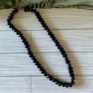 Glossy large acrylic black bead necklace